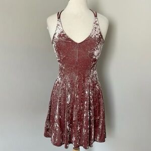 American Eagle Outfitters Velvet Mini Dress in Rose